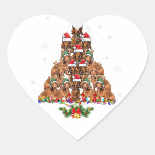 Dachshund Christmas Tree Dog Xmas Lights Pyjamas F Heart Sticker