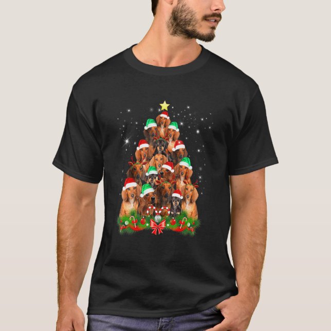 Dachshund Christmas Tree Lights Dachshund Pajamas  T-Shirt (Front)
