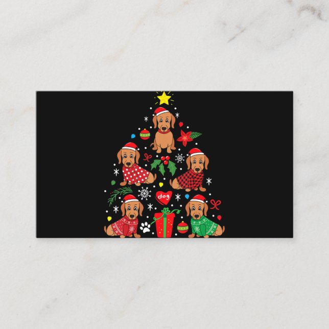 Dachshund Christmas Tree Ornament Funny Enclosure Card (Front)