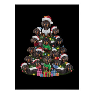 Dachshund Christmas Tree Poster