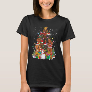 Dachshund Christmas Tree Santa Hat Pajama Dog  T-Shirt