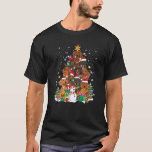 Dachshund Christmas Tree Santa Hat Pajama Dog T-Shirt