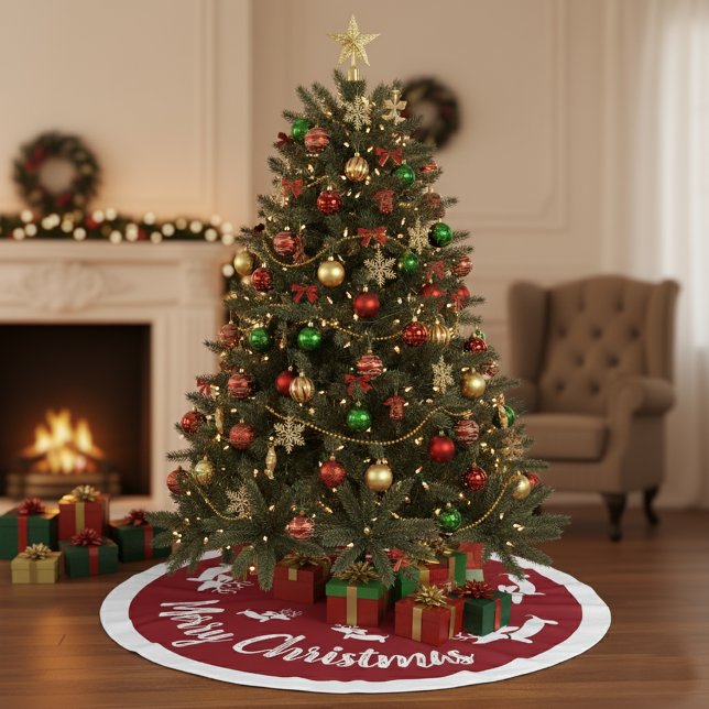 Dachshund Christmas Tree Skirt Merry Christmas (Red dachshund Merry Christmas tree skirt)