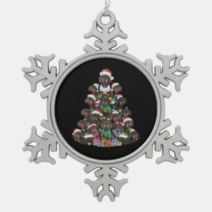 Dachshund Christmas Tree Snowflake Pewter Christmas Ornament