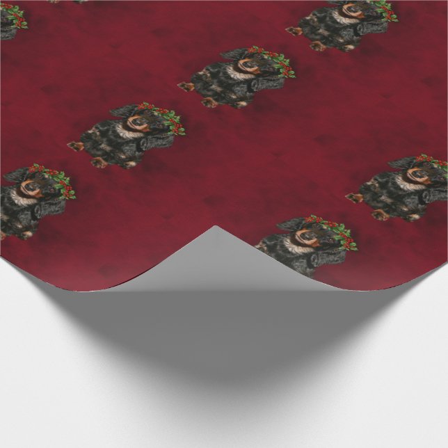 Dachshund Christmas Wrapping Paper (Corner)
