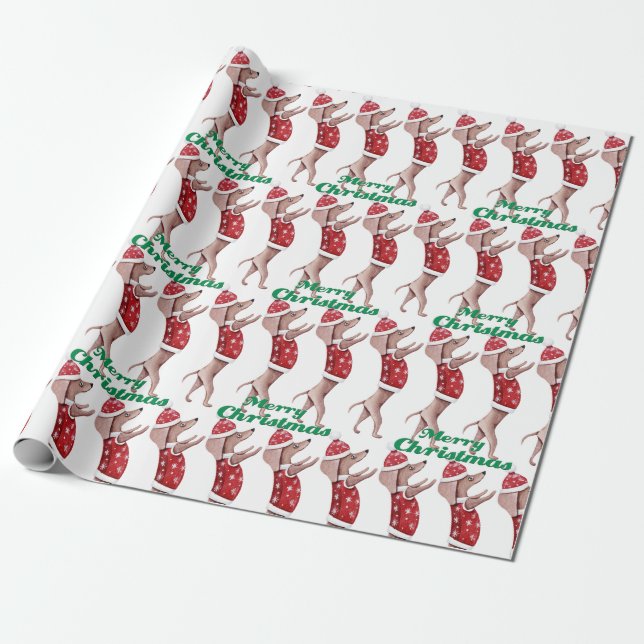 Dachshund Christmas Wrapping Paper (Unrolled)