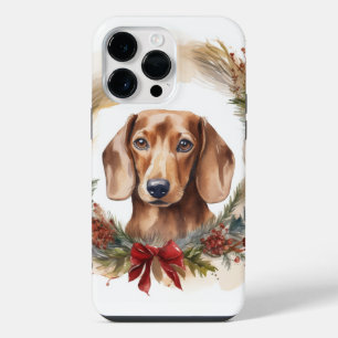 Dachshund Christmas Wreath Festive Pup iPhone 14 Pro Max Case