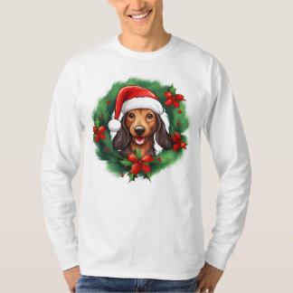 Dachshund Christmas Wreath T-Shirt