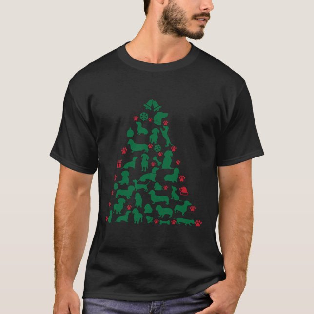 Dachshund Chrsitmas Tree T-Shirt (Front)