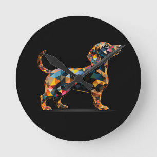 Dachshund Clock, Dark Round Clock