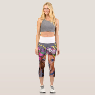 Dachshund Close Up Of Dachshund Wearing Flowers Capri Leggings