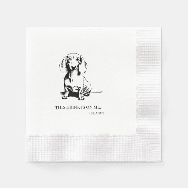 Dachshund Cocktail Napkin  (Front)
