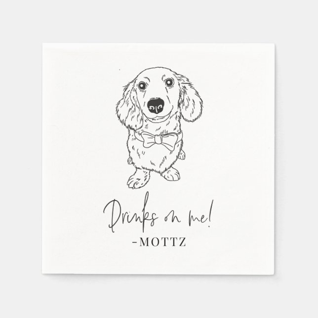 Dachshund Cocktail Napkin Dog Wedding Modern (Front)