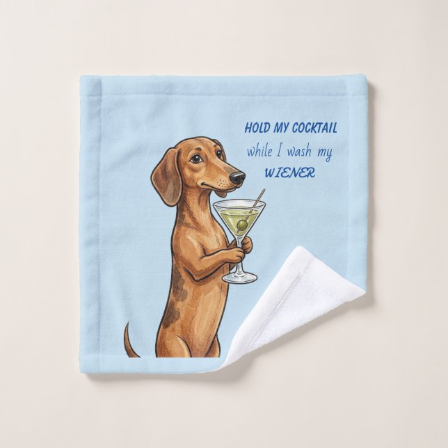 Dachshund Cocktail Wash Cloth (Wash Cloth)