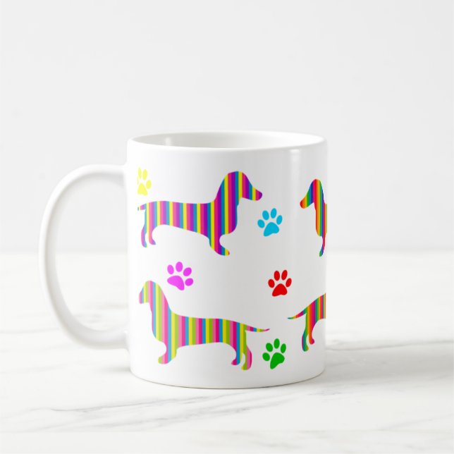 Dachshund Coffee Mug | Rainbow Dachshunds Paws (Left)