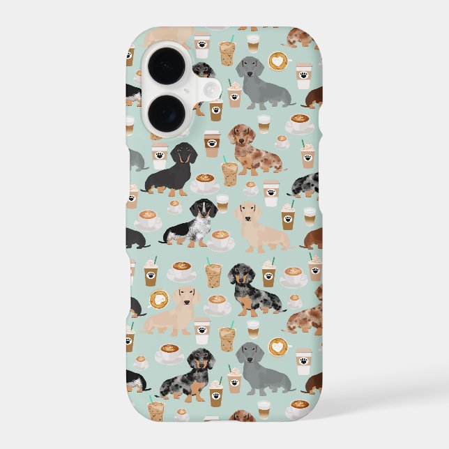 Dachshund coffee pattern mint (Back)