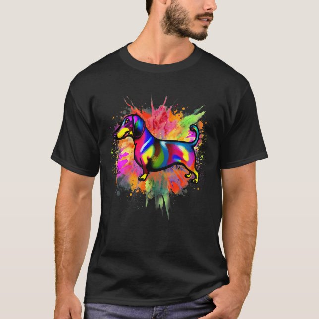 Dachshund Colorful Pop Weiner Dog Dachshund Breed  T-Shirt (Front)