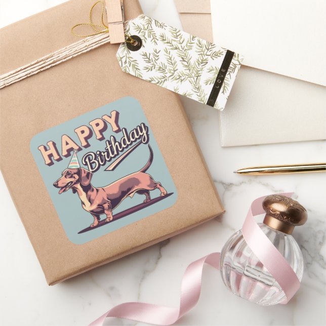 Dachshund Colourful  Square Sticker (Gifting)