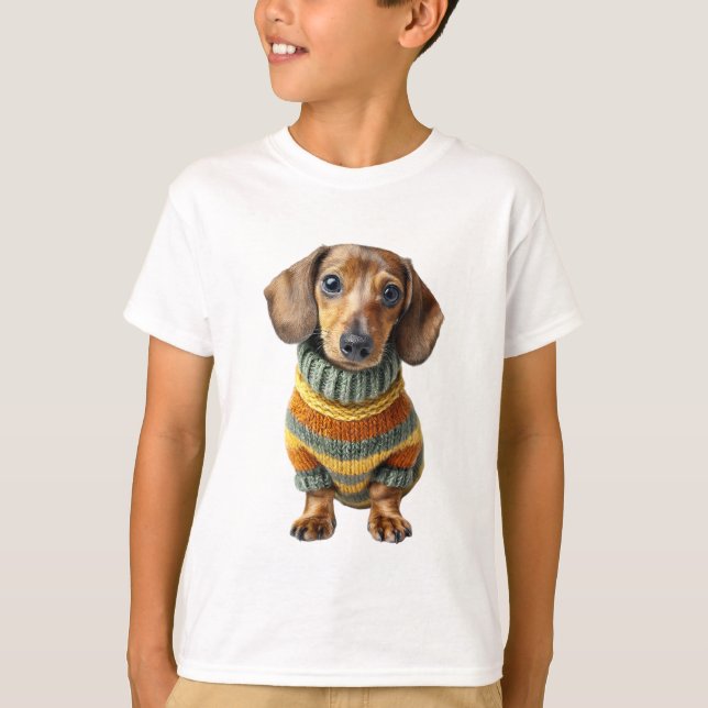 Dachshund Colourful Sweater Kids (Front)