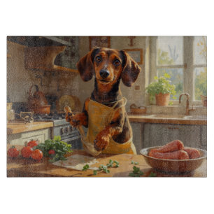 Dachshund Cooking in Kitchen Cutting Board