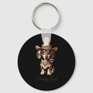 Dachshund Cowboy Cute Sausage Dog Cowboy Weiner Pu Key Ring