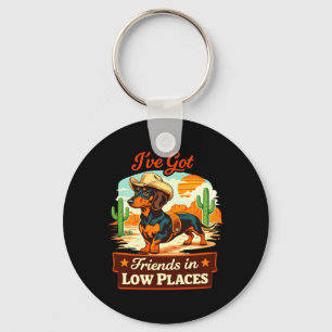 Dachshund cowboy retro western dog funny country d key ring