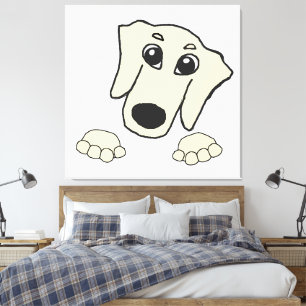 dachshund cream peeking cartoon canvas print
