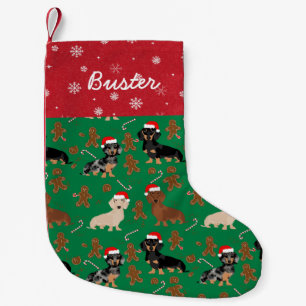 Dachshund custom dog name gingerbread small christmas stocking