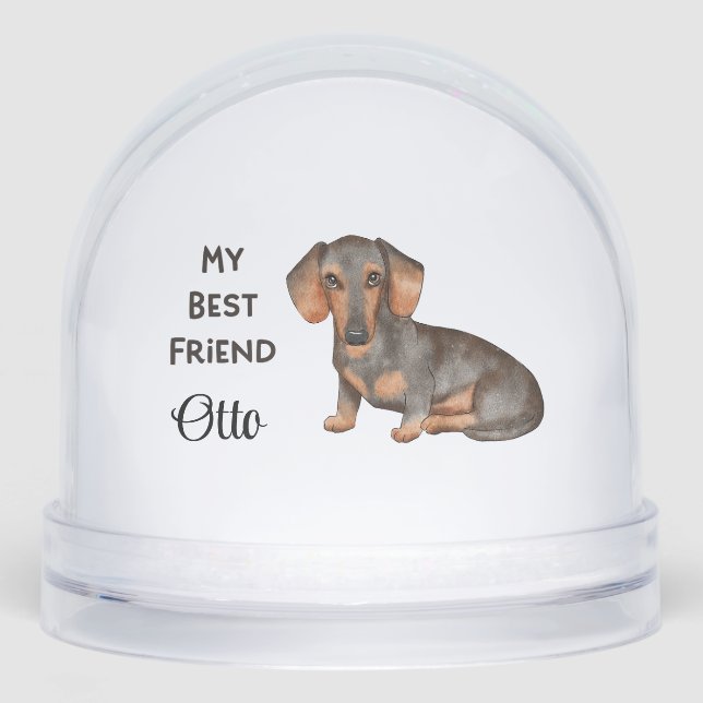 Dachshund Custom Name My Best Friend Snowglobe (Front)