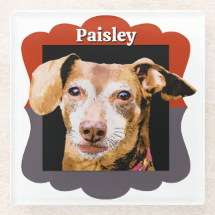 Dachshund customised pattern photo frame glass coaster