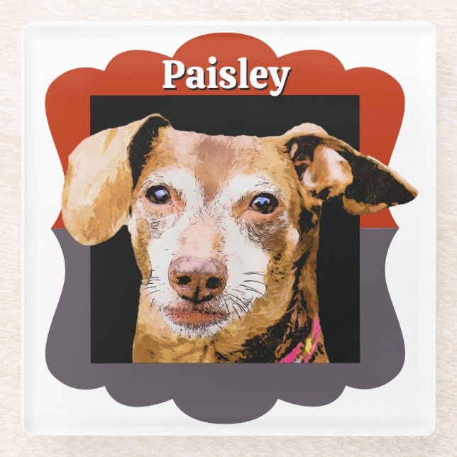 Dachshund customised pattern photo frame glass coaster (Front)