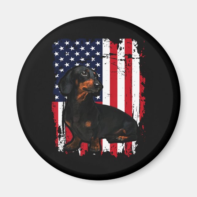 Dachshund Dachshund Flag 4Th Of July Magnet (Front)
