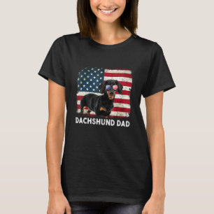 Dachshund Dad American Flag The 4th Of July T-Shirt