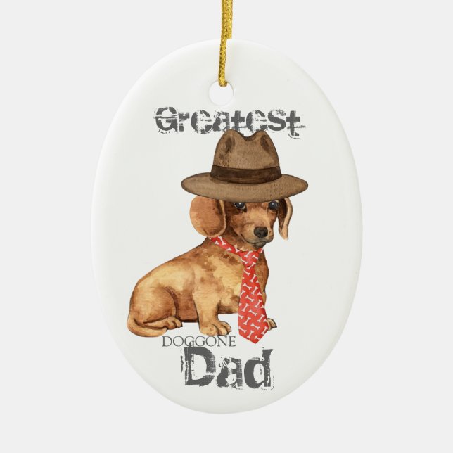Dachshund Dad Ceramic Ornament (Front)