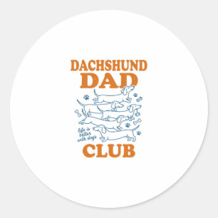 Dachshund Dad Club Vintage Dog Shirt Design_1 Classic Round Sticker
