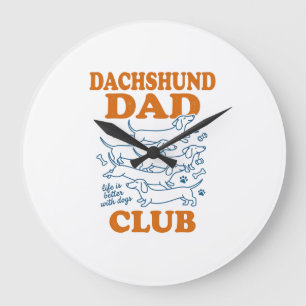 Dachshund Dad Club Vintage Dog Shirt Design_1 Large Clock