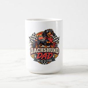 Dachshund Dad Racing Checkered Flag Long Dog Coffee Mug