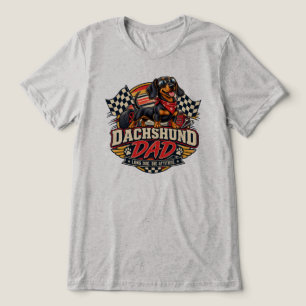Dachshund Dad Racing Chequered Flag Long Dog Tri-Blend Shirt