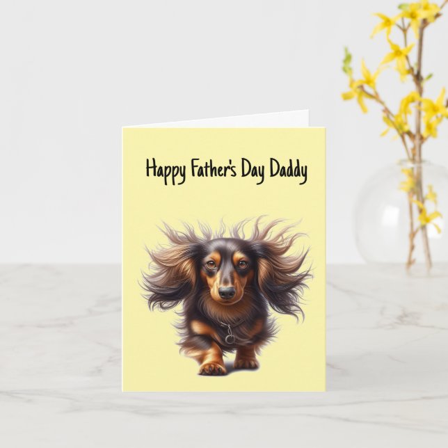 Dachshund Daddy Father's Day Card (Yellow Flower)