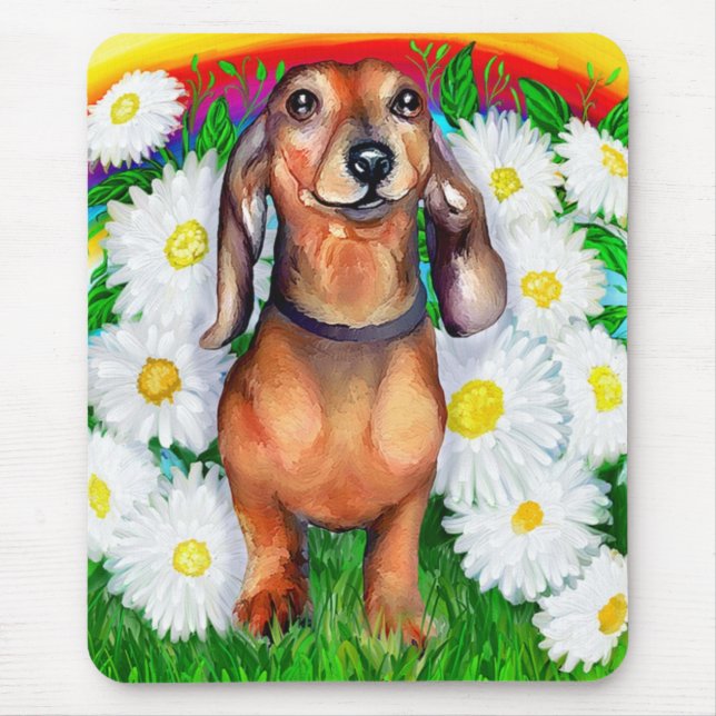 Dachshund Daisy Patch Mouse Pad (Front)
