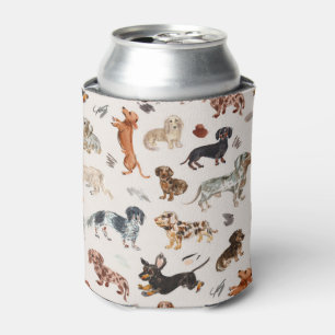DACHSHUND DALLIANCE Watercolor Dog Print Cream Can Cooler