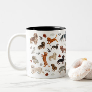 DACHSHUND DALLIANCE Watercolor Dog Print Two-Tone Coffee Mug