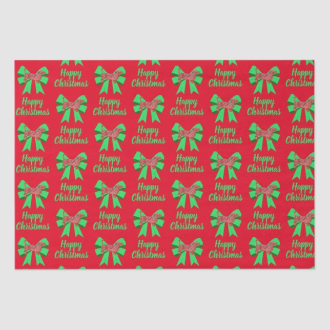 Dachshund Daxie Christmas Dog & Bow Red Tissue Paper (Front)