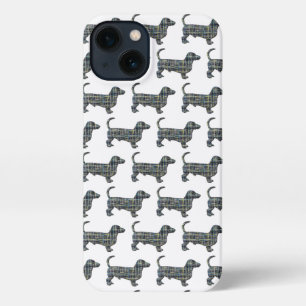 Dachshund Daxie Dog Cute Silhouette Grid White iPhone 13 Case