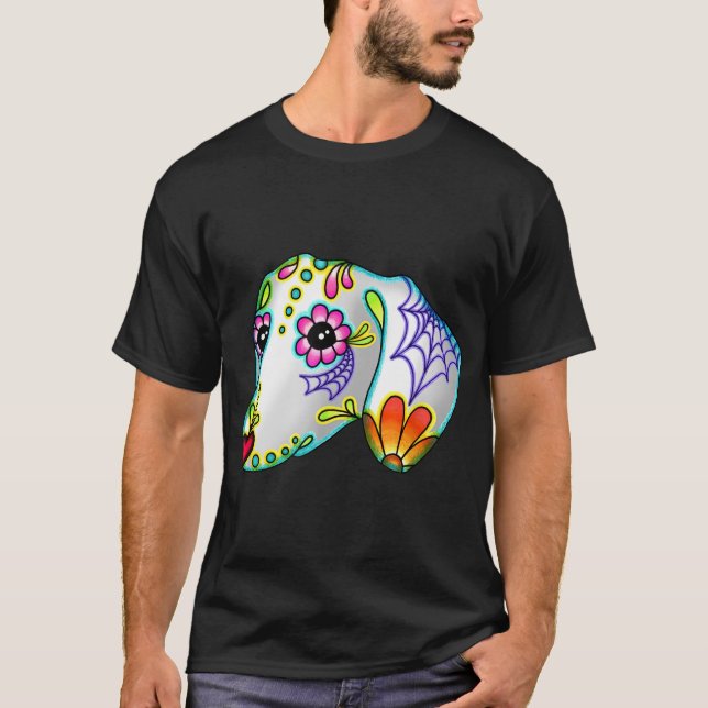 Dachshund - Day of the Dead Sugar Skull Dog T-Shirt (Front)