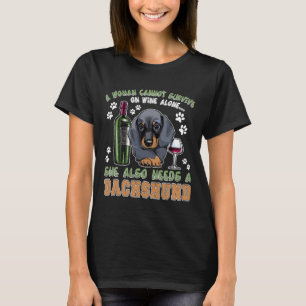 Dachshund Decor Dachshund Dog Mum Wine Drink Mix F T-Shirt