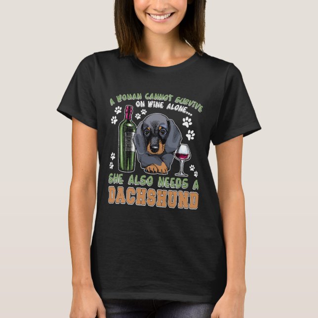 Dachshund Decor Dachshund Dog Mum Wine Drink Mix F T-Shirt (Front)