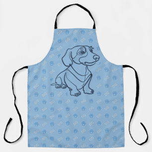 Dachshund Decorative Line Art Pattern Apron