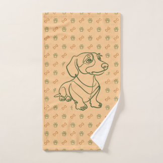 Dachshund Decorative Line Art Pattern Bath Towel Set