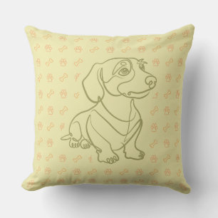 Dachshund Decorative Line Art Pattern Cushion